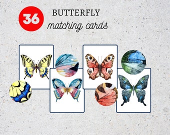 Butterfly Matching Cards, Montessori Materials Printable, Toddler Pattern Matching, Three Part Cards, Nature Study, Homeschool Learning