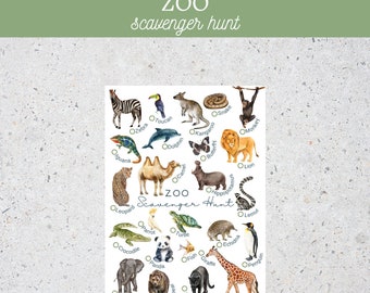 Zoo Scavenger Hunt|Outdoor Nature Scavenger Hunt|Montessori Summer Activity|Zoo Animals|Scavenger Hunt for Kids and Toddlers|Homeschool