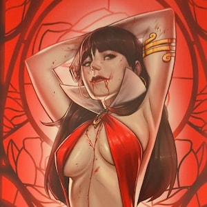 2022 Dynamite Comics ComicXposure Exclusive Vampirella Valentine&#39;s Day Special Virgin Variant Cover by Nate Melendez
