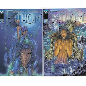 1998 Top Cow Image Comics Michael Turner&#39;s Fathom #1 Variant Cover B & C