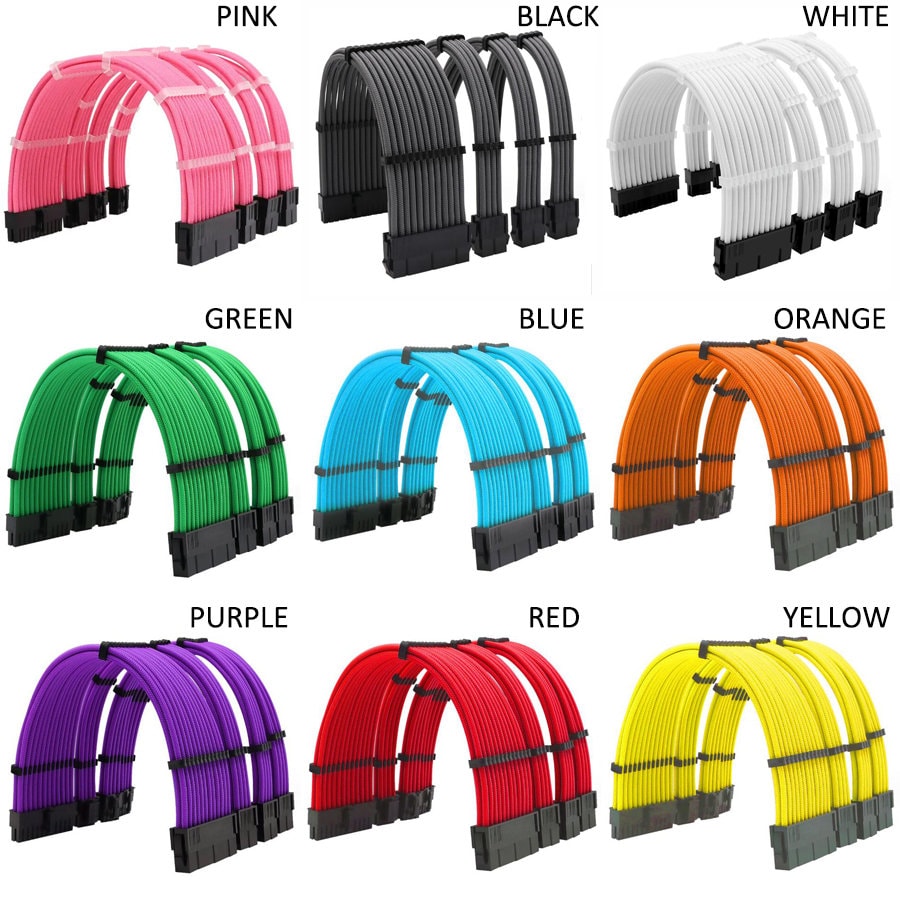 PSU Computer Pc Sleeve Extensions Cables Kit Extension Combo ...