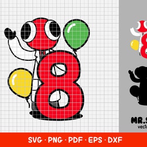 Rot SVG, Rot SVG 8. Geburtstag, Schneidedatei, Schneidedatei, Cricut, Plotter, Еeinfach zu bedienen, Vektor Illustration