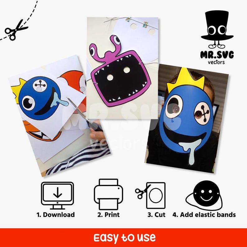 Halloween Masks, Rainbow Friends 2 Masks, Home Print, Pdf , Digital