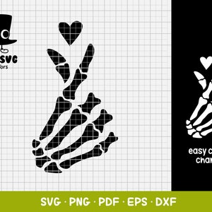 Skeleton Hand SVG, Korean Heart Finger SVG,  I Love You SVG, Korean Heart Finger png, Cutting File, Cricut, Plotter, Еasy to use vector