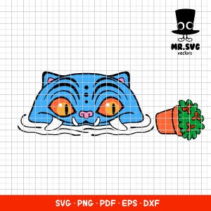 Blue cat tiger demon SVG, Layered Cricut Digital Cut File, Cut file, Cricut, Plotter, Transfer, Digital art