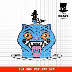 Blue cat tiger demon SVG, Layered Cricut Digital Cut File, Cut file, Cricut, Plotter, Transfer, Digital art