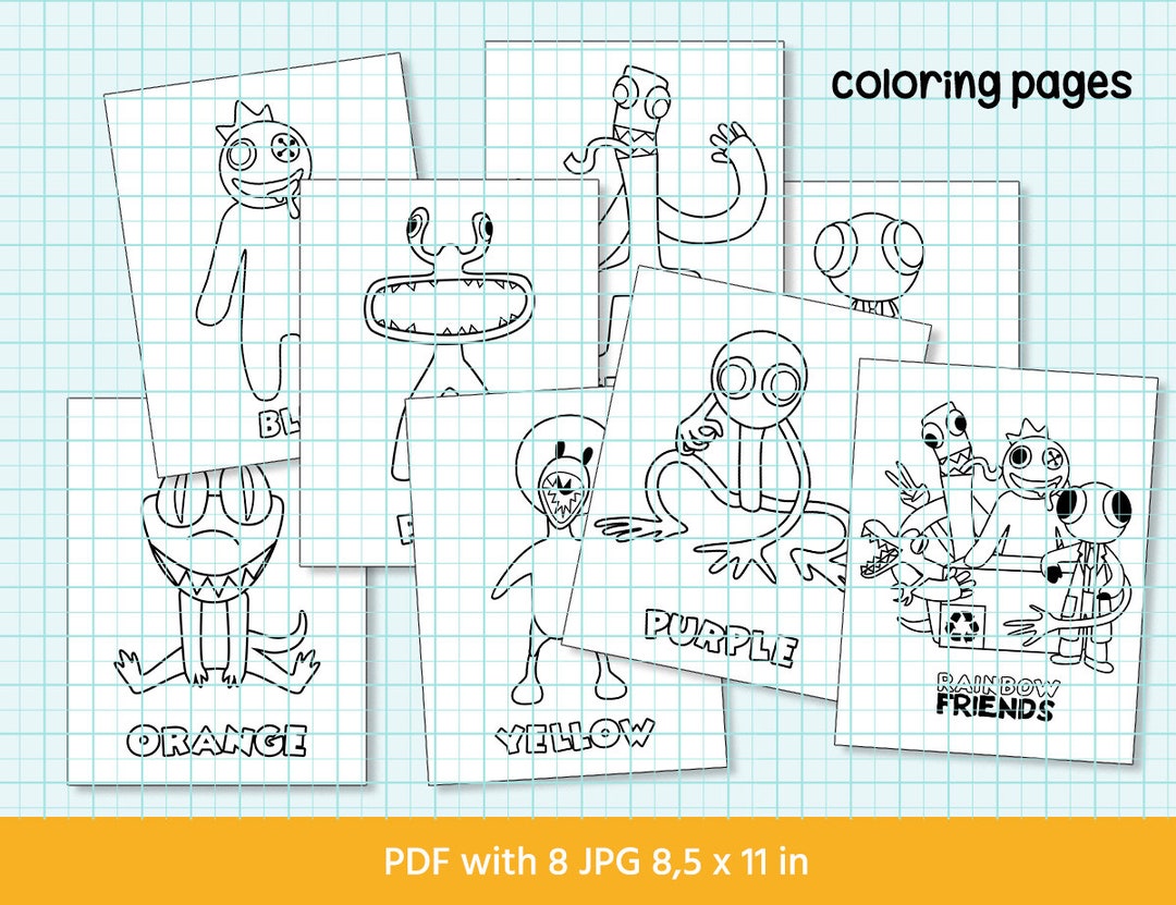 Green Happy Rainbow Friends Roblox Coloring Page in 2023