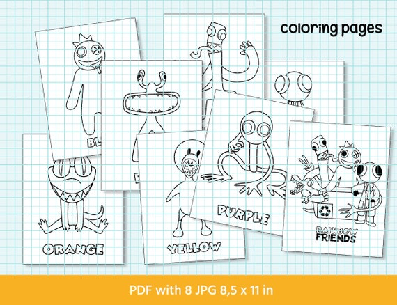 Coloring Pages to Learn About the Rainbow Friends