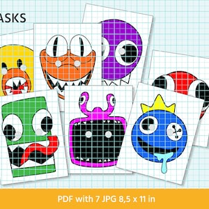 Masques d&#39;Halloween, masques d&#39;amis arc-en-ciel, pages à colorier, impression de maison, PDF, pages à colorier numériques pour les enfants