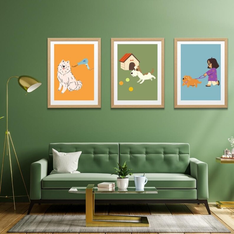 Quirky Dogs Gallery Wall Set of 6 Etsy