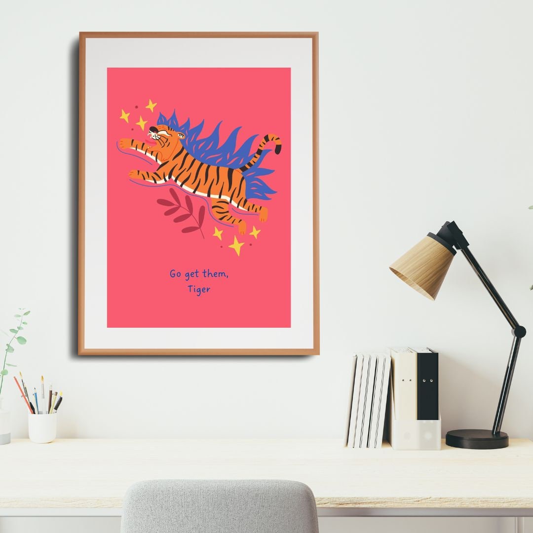 Go Get Them Tiger Wall Art Girls Dorm Room Digital Download Etsy