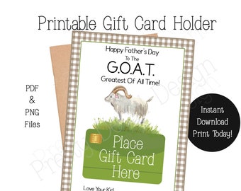 PRINTABLE Fathers Day Gift Card Holder, Gift for Dad, Happy Father's Day Card, Printable Card, GOAT Card, Plural and Singular - Kids - Kid