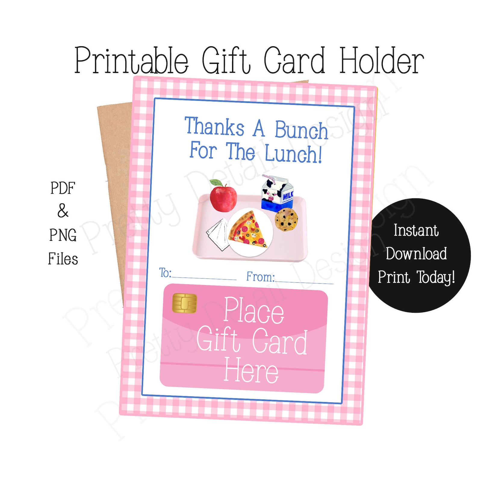 PRINTABLE Cafeteria Staff Thank You Gift Card Holder, Gift for ...