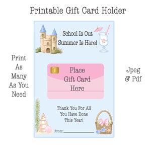 Teacher Appreciation/End of Year Teacher Gift /Gift Card Holder/Thank You Gift/Babysitters Gift/ Gift for Tutor/ Pink Books Watercolor Card
