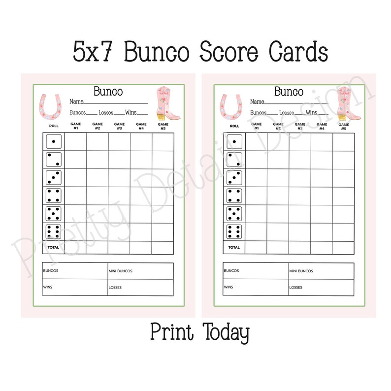 cowboy-boot-bunco-score-card-score-sheet-bunko-party-spring-etsy