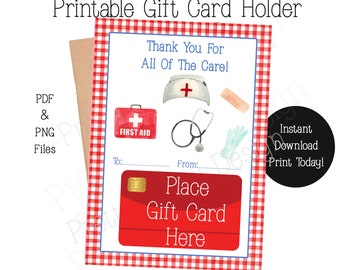 PRINTABLE School Nurse Thank You Gift Card Holder, Gift for Nurse - School Nurse Appreciation, Gift From Student, End of School Thank You