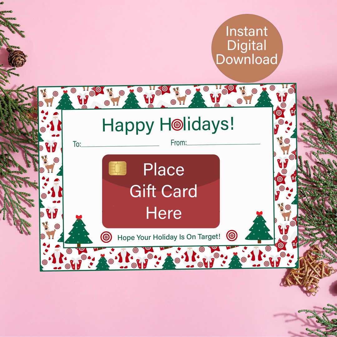 Printable Christmas Gift Card Holder Happy Holidays Card - Etsy