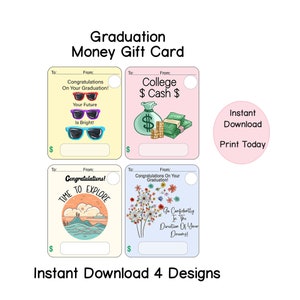 Graduation Money Card Holders, Printable Grad Money Cards, Graduation Cards, Gift Card Holders, Print Then Cut PNG &PDF, Gift For Graduate