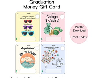 Graduation Money Card Holders, Printable Grad Money Cards, Graduation Cards, Gift Card Holders, Print Then Cut PNG &PDF, Gift For Graduate