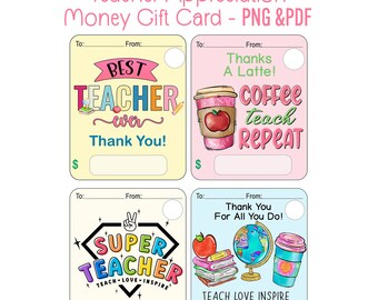 Teacher Printable Money Card, Teacher Money Card Holders, Print Then Cut Lip Balm Money Cards, Teacher Gift Card Holders, Teacher Thank You