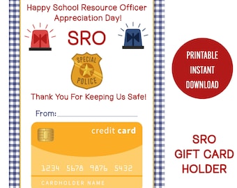 Officer Appreciation Card, Resource Officer Card, Gift For School Resource Officer, School Officer, Police Appreciation Printable Gift Card