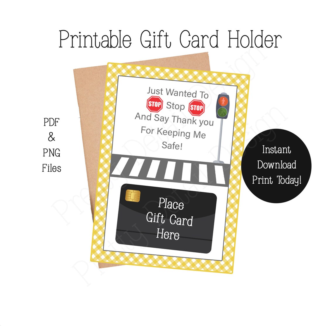 PRINTABLE Crossing Guard Thank You Gift Card Holder Gift for Crossing PRINTABLE Crossing Guard Thank You Gift Card Holder Gift for Crossing