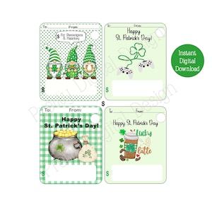 Carta denaro per il giorno di San Patrizio PDF, carta regalo, modello carta denaro, carta titolare carta denaro, pacchetto carte denaro, carte regalo,St. Il giorno di San Patrizio
