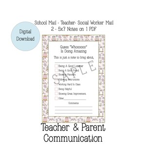 Courrier de l'enseignant - Note de l'enseignant - Rapport de l'enseignant - Bon rapport de l'enseignant imprimable - Brag de l'enseignant - Tableau de récompense - Éloge positif