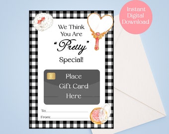 Beauty, Makeup Printable Gift Card Holder, Thank You Gift Card, Printable Make-up Gift Card Holder, Make-up Gift Printable Download
