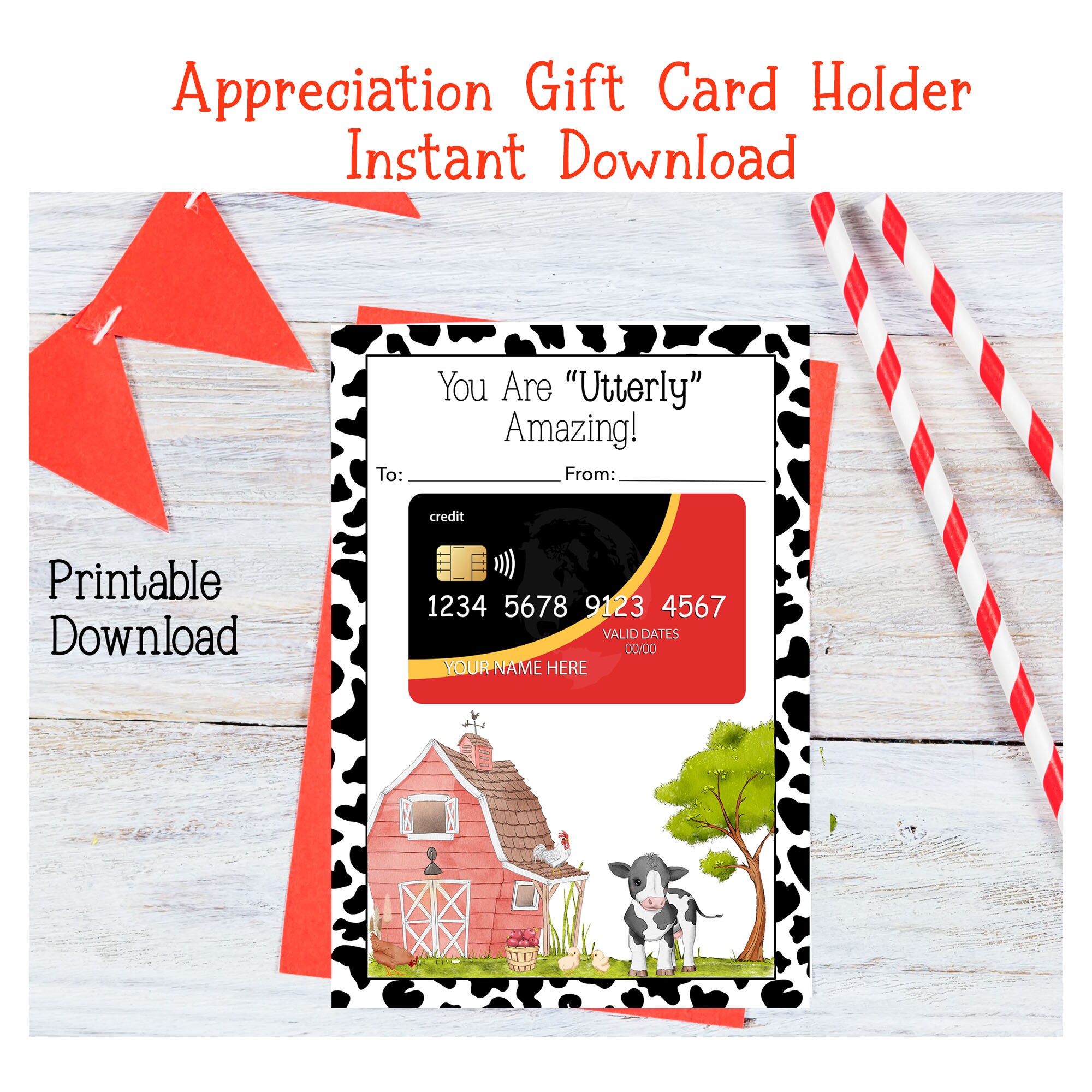 Chick-fil-a Gift Card Holder Christmas Favors Chick-fil-a Gift Card Holder  Teacher's Gift Teachers Appreciation Instant Download 