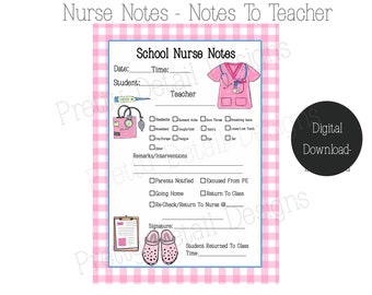 School Nurse Notes Printable, School Nurse Office Pass, School Health Office Pass, School Nurse Form, School Nurse Decor, School Nurse Print