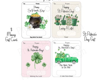 Money Card - Cash Card - Money Holder - Printable - Instant download- Patrick's Day Money Card , Gift Card, Money Card Template, Money Gift