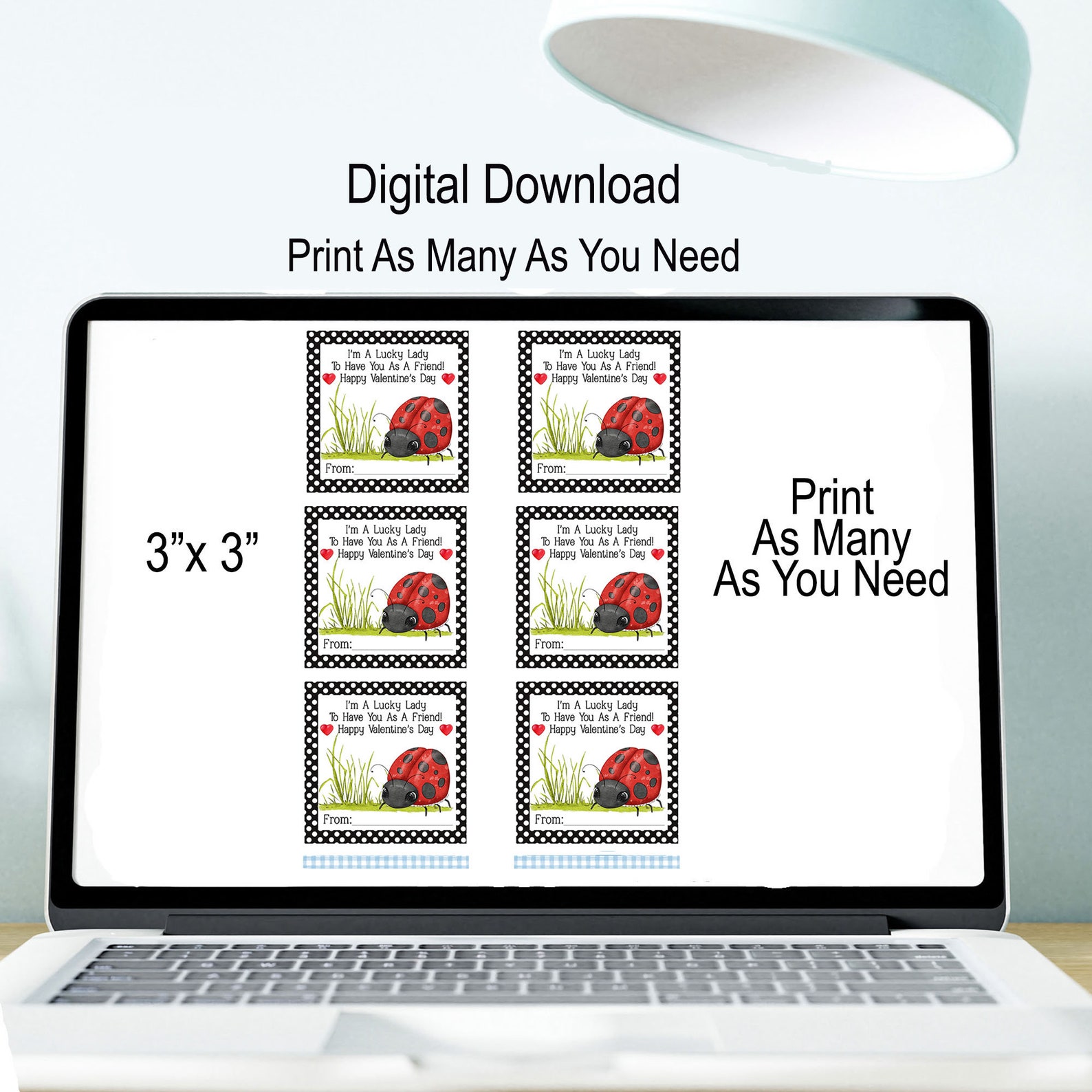 Printable Lucky Ladybug Valentine Tags, Kids Valentine Day Cards ...