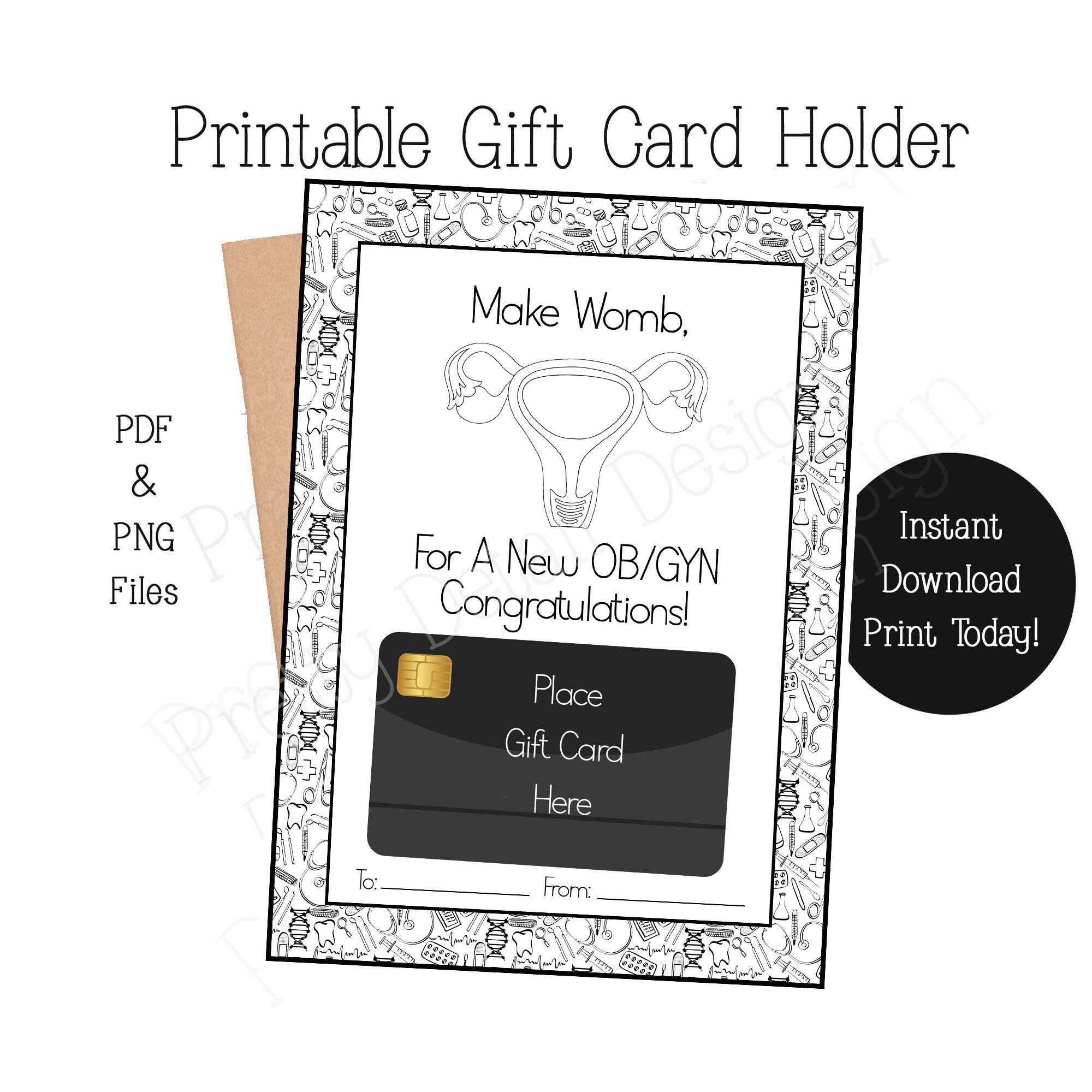 Printable Doctor Graduation Card, New Doctor Gift, OBY/GYN Doctor Gift ...