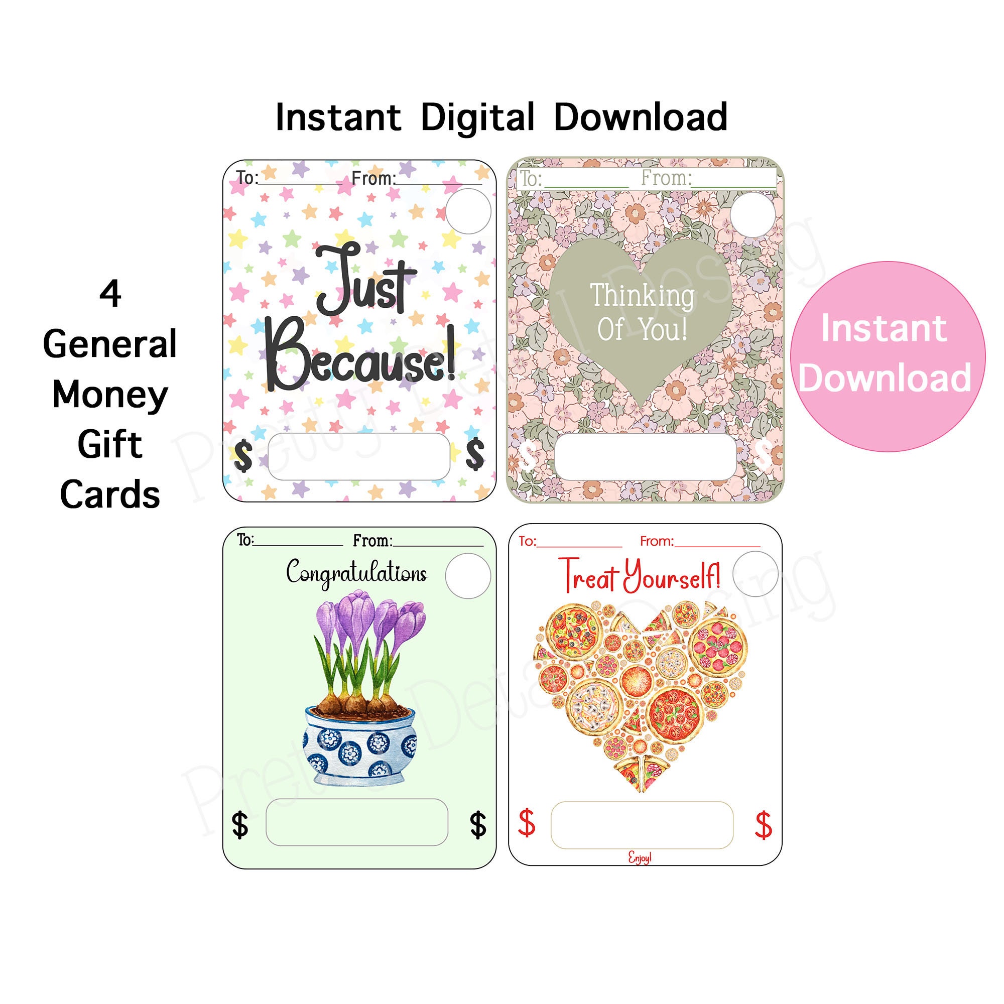 Printable Money Gift Card Holder, Cash Card, Money Holder, Instant ...