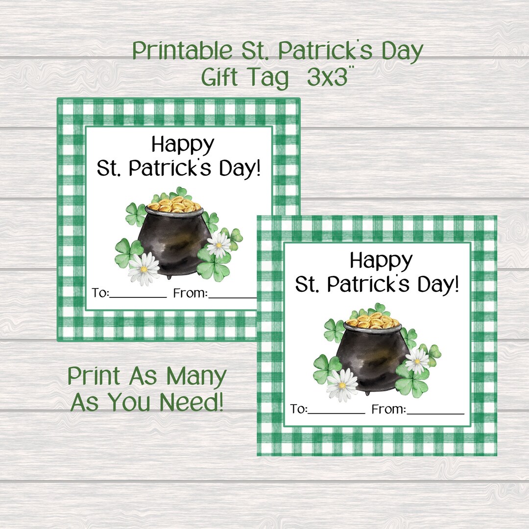 Printable St. Patrick's Day Gift Tag Class Gift Tags - Etsy