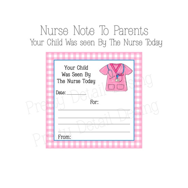 School Nurse Printable, School Nurse Note, School Health Office Communication, School Nurse Form, Note to Parent from School Nurse
