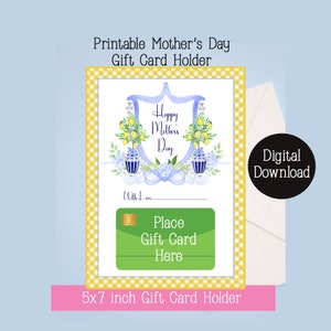 Mothers Day Gift Card Holder/Lemon Topiary Card Holder/ Chinoiserie/ Mother&#39;s Day Card/Grandmillennial Stationery,INSTANT DOWNLOAD Printable