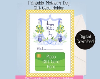 Printable Mother's Day Gift Card Holder,Lemon Topiary Chinoiserie Printable (Instant Download)