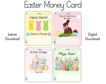 Printable Easter Money Card Template, Cute Easter Designs (PNG, PDF)