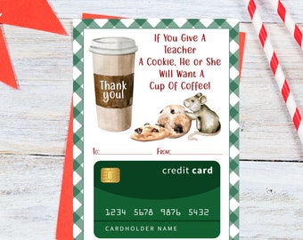 Teacher Appreciation Gift Card Holder, Coffee & Cookies (Printable PDF)