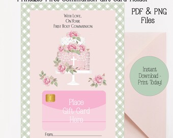 Printable First Communion Card,Gift Card Holder, On Your Confirmation, Printable Card Confirmation, gift, Cross, digital download, pdf & png