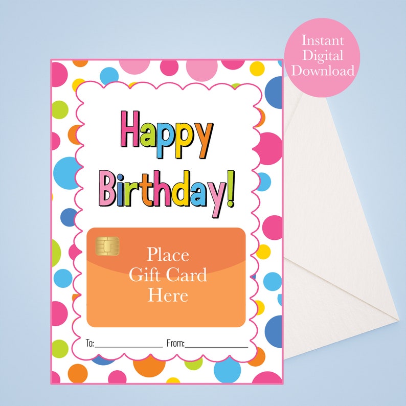 Printable Birthday Gift Card Holder, Instant Download, Birthday Party ...