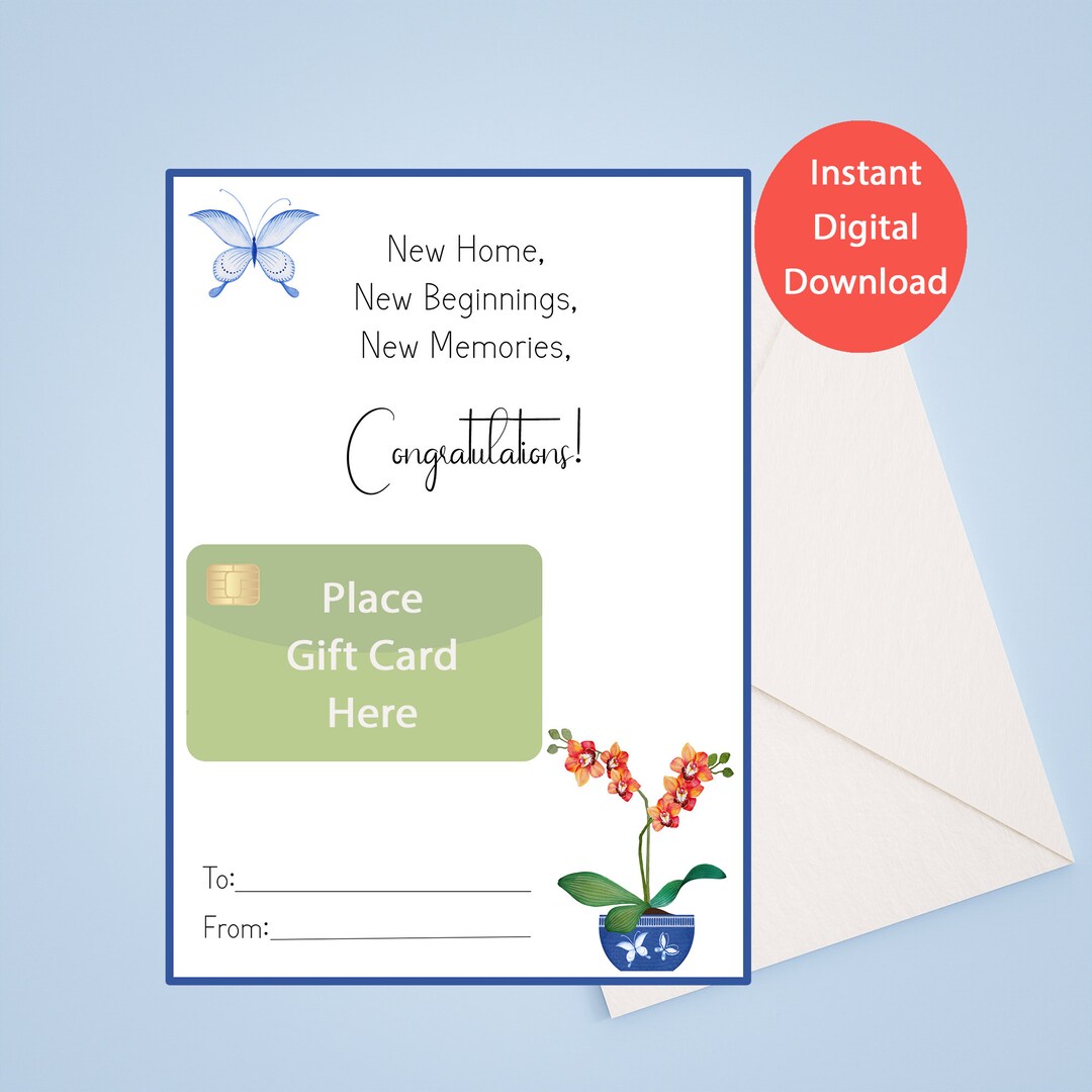 Minimalist Printable New House Gift Card Holder, New Home Gift Card, Housewarming Gift, New