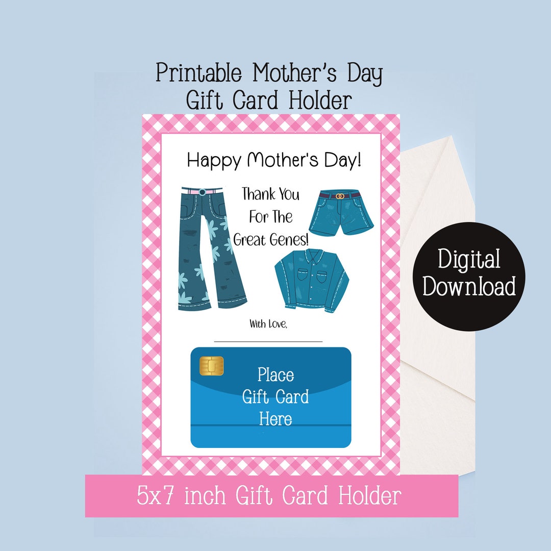 Printable Mothers Day Gift Card Holder, Mothers Day Card, Mother's Day ...