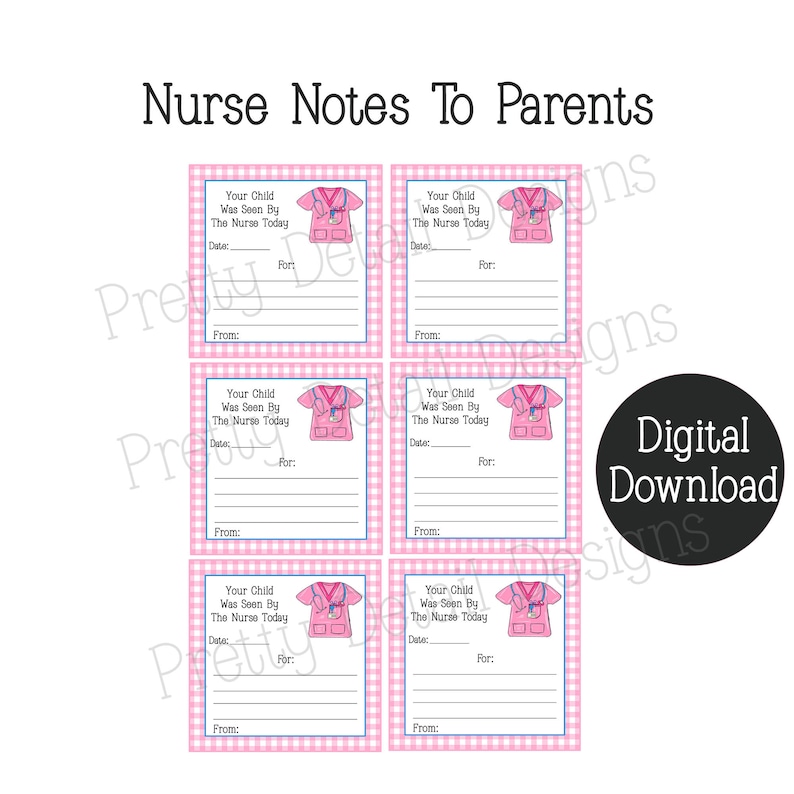 School Nurse Printable, School Nurse Note, School Health Office