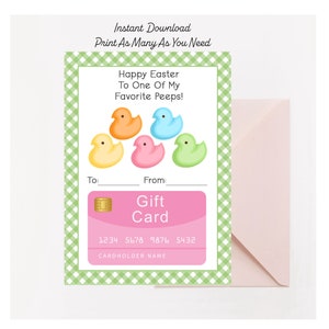 Afdrukbare Paascadeaukaarthouder, Paascadeau, Paasmandvulling, Paascadeau, Cadeauhouder, Paaspeeps Cadeaukaart, Instant Download