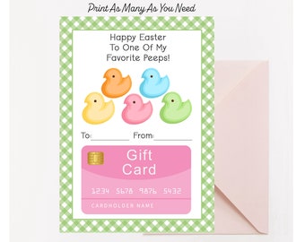 Easter Peeps Gift Card Holder Printable (Instant Download), Friend Easter Card