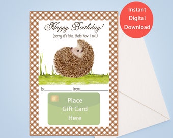 Belated Birthday Gift Card Holder, Instant Download, Belated Party Gifts, Gift Card Holder, Birthday Gift, INSTANT DOWNLOAD, Colorful Card