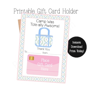 Printable Camp Counselor Gift Card Holder, Gift From Camper, Thank You for Camp Counselor, Camp Gift, Camp Thank You Card, Summer Camp